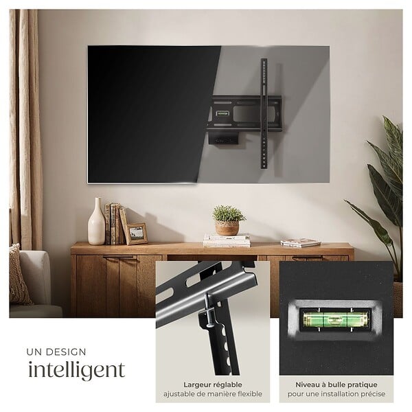TECTAKE - Support mural TV 26"- 75" fixe noir - large