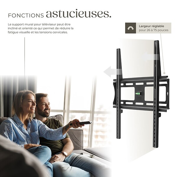 TECTAKE - Support mural TV 26"- 75" fixe noir - large