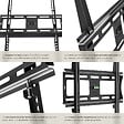 TECTAKE - Support mural TV 26"- 75" fixe noir - vignette