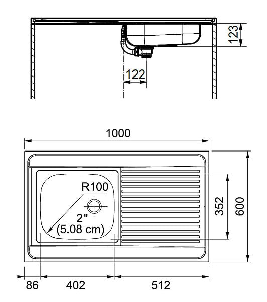 FRANKE - Évier inox 1 bac, 1 égouttoir à poser - Dimensions : 100 x 60 MAN711-1000 - large