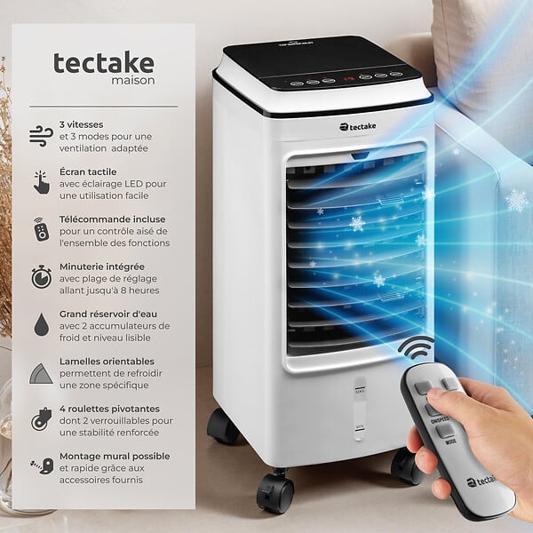 TECTAKE - Rafraîchisseur d'air mobile blanc - large