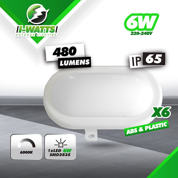 I-WATTS OUTDOOR LIGHTING - Lot de 6 hublots led 6W - 480 lumens - IP65 - large