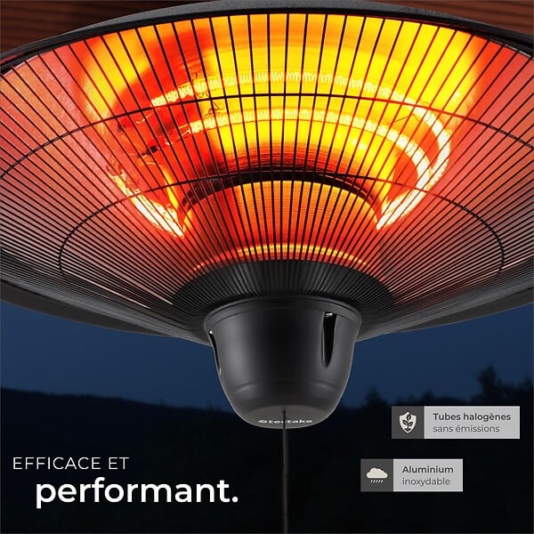 TECTAKE - Radiateur infrarouge Solaris Orbit 2500 W, boîtier en aluminium noir - large