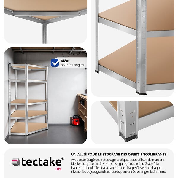 TECTAKE - Étagère robuste pour charges lourdes argent - large