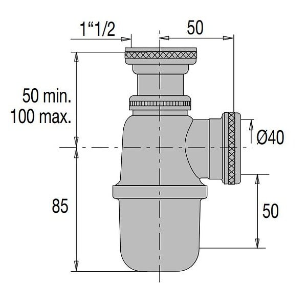 VALENTIN - Siphon evier réglable sortie D40 laiton chromé - VALENTIN - 36720000900 - large
