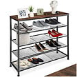 TECTAKE - Étagère à chaussures SHEFFIELD 100x30,5x93cm Bois foncé industriel, rustique - vignette