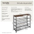 TECTAKE - Étagère à chaussures SHEFFIELD 100x30,5x93cm Bois foncé industriel, rustique - vignette