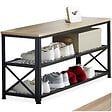 TECTAKE - Étagère à chaussures BLACKPOOL  101x30,5x45,5cm Bois clair industriel, Chêne Sonoma - vignette