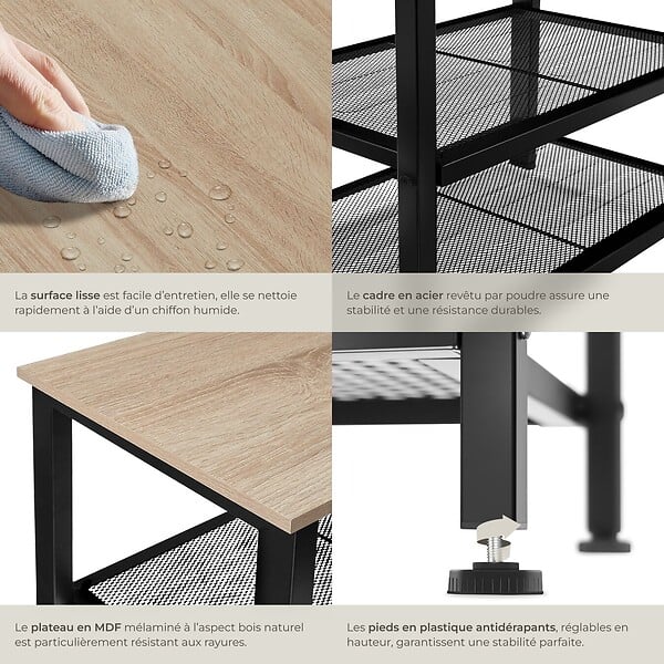 TECTAKE - Étagère à chaussures TAUNTON 80x30x45,5cm Bois clair industriel, Chêne Sonoma - large
