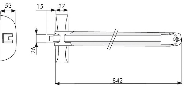 ISEO - Serrure anti panique Push barre IDEA 1 point pêne latéral argent - ISEO - 942108477TA - large
