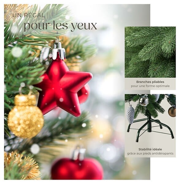 TECTAKE - Sapin de Noël artificiel moulé par injection avec support métallique vert - large