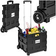 TECTAKE - Chariot de Courses à Roulettes Pliable 45 cm x 37,5cm x 45-97 cm noir - vignette