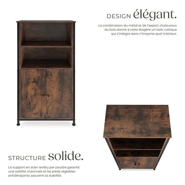 TECTAKE - Buffet Doncaster 60x38x125cm Bois foncé industriel, rustique - large