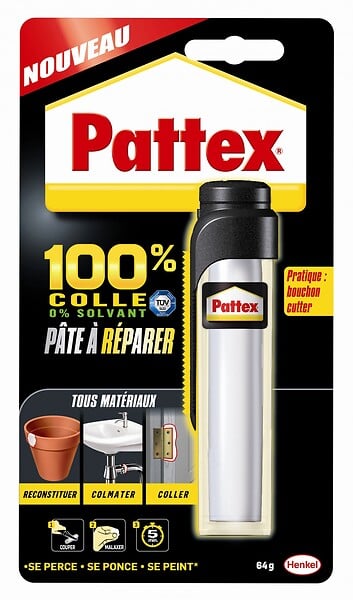 PATTEX - Colle Pâte Epoxy 100% Pâte à réparer 64g - large