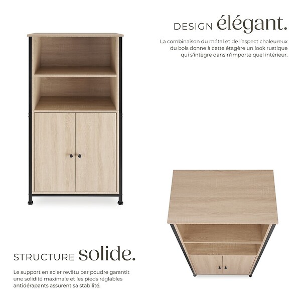 TECTAKE - Buffet Doncaster 60x38x125cm Bois clair industriel, Chêne Sonoma - large