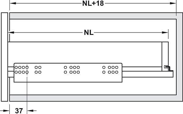 HANGER - Paire de coulisses MATRIX 500m avec amortisseur + 2 attaches - 433.03.655 - large