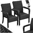TECTAKE - Chaise en résine tressée GIRONA avec une capacité de charge de 120 kg noir - vignette