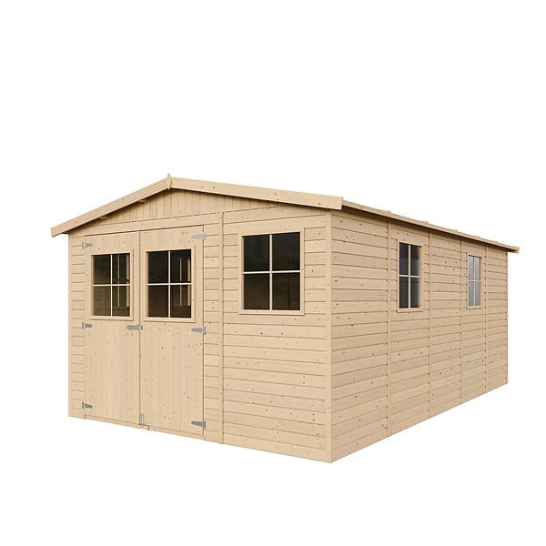 TIMBELA - Abri de jardin en bois AVEC LES PLANCHERS IMPRÉGNÉ - H226xl324xL516 cm / 15 m² - M337+M337G - large