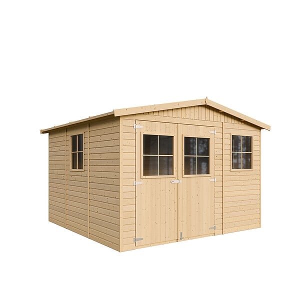 TIMBELA - TIMBELA M335+M335G ABRI de Jardin en Bois H226x316x324 cm/9 m² AVEC LES PLANCHERS IMPRÉGNÉ - large