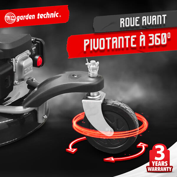 ELEM GARDEN TECHNIC - Tondeuse thermique tractée 3 roues 196cc - 55cm - large