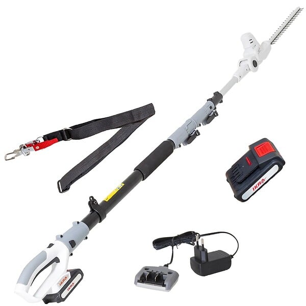 IKRA - Taille haie sur perche téléscopique 20V - Coupe longueur 40 cm - Batterie lithium 2.0Ah Chargeur 20V - IKRA - large