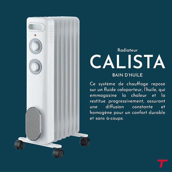 THOMSON - Radiateur mobile bain d'huile THOMSON CALISTA 2000W blanc - large