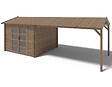 ALTANKA - Abri de jardin en bois - 3x3 m avec extension de 4x2.76 m - 20 m²- Traité - DOM676+DOS194 - vignette