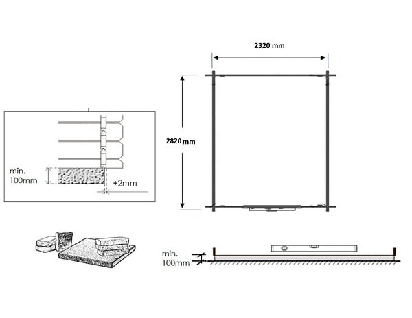ALTANKA - Abri de jardin en bois - 2.5x3 m avec extension de 4x2.76 m - 18.56 m²- Traité - DOM675+DOS194 - large