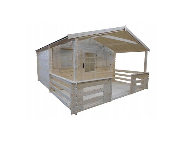 ALTANKA - Terrasse en bois avec balustrade pour abri en bois - 8m2 - 4m x 2m - couleur: naturel - DOM18 - large