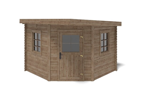 ALTANKA - Abri de jardin en bois - 8m2 - 3x3m - Traité - Ep. 28mm - Couleur: marron - DOM753 - large