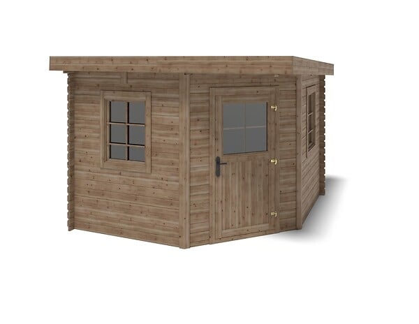 ALTANKA - Abri de jardin en bois - 8m2 - 3x3m - Traité - Ep. 28mm - Couleur: marron - DOM753 - large