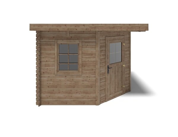 ALTANKA - Abri de jardin en bois - 8m2 - 3x3m - Traité - Ep. 28mm - Couleur: marron - DOM753 - large