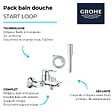 GROHE - Pack mitigeur mécanique bain douche Start Loop + Douchette 1 jet Vitalio Get Stick et flexible - vignette