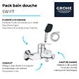 GROHE - Pack mitigeur bain douche Swift + Douchette 2 jets Vitalio Comfort 110 + Flexible - vignette