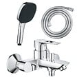 GROHE - Pack mitigeur mécanique bain douche Start Loop chromé + Douchette 2 jets Vitalio Comf.110 et flexible - vignette