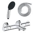 GROHE - Pack mitigeur bain douche thermostatique Grohtherm 800 chromé + Douchette 2 jets Vitalio Start 110et flexible - vignette
