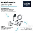 GROHE - Pack mitigeur bain douche thermostatique Grohtherm 800 chromé + Douchette 2 jets Vitalio Start 110et flexible - vignette