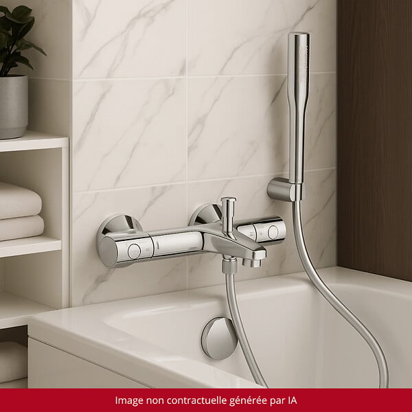 GROHE - Pack mitigeur bain thermostatique Grohtherm 800 + Douchette 1 jet Vitalio Get Stick + Flexible - large