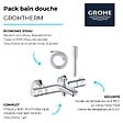 GROHE - Pack mitigeur bain thermostatique Grohtherm 800 + Douchette 1 jet Vitalio Get Stick + Flexible - vignette