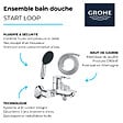GROHE - Pack mitigeur mécanique bain douche Start Loop chromé + Douchette 2 jets Vitalio Start 110 et flexible - vignette