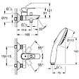 GROHE - Pack mitigeur mécanique bain douche Start Loop chromé + Douchette 2 jets Vitalio Start 110 et flexible - vignette