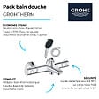 GROHE - Pack mitigeur bain thermostatique Grohtherm 800 + Douchette 2 jets Vitalio Comfort 110 + Flexible - vignette