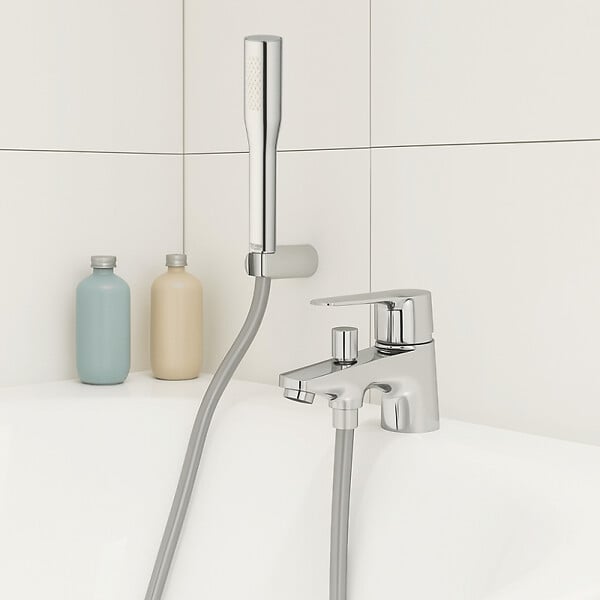 GROHE - Pack mitigeur mécanique bain douche Start Quickfix + Douchette 1 jet Vitalio Get Stick et flexible - large