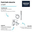 GROHE - Pack mitigeur mécanique bain douche Start Quickfix + Douchette 1 jet Vitalio Get Stick et flexible - vignette