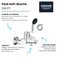 GROHE - Pack mitigeur mécanique bain douche Swift + Douchette 2 jets Vitalio Start 110 + Flexible - vignette