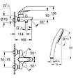 GROHE - Pack mitigeur mécanique bain douche Swift + Douchette 2 jets Vitalio Start 110 + Flexible - vignette