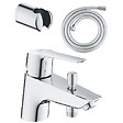 GROHE - Pack mitigeur mécanique bain douche Start + Flexible douche VitalioFlex Comfort 1750 + Support mural - vignette