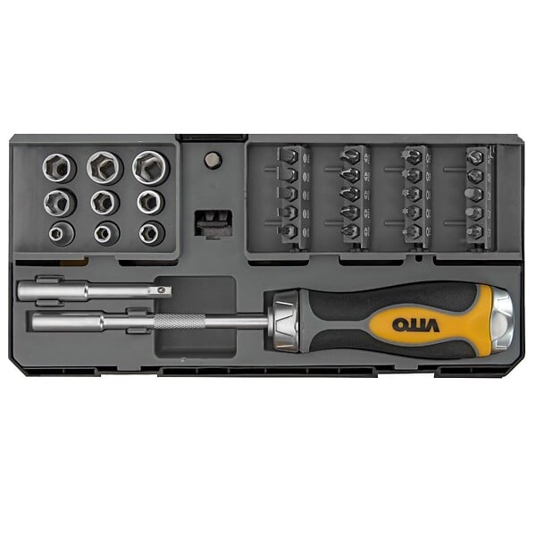 VITO - Coffret 30 Pièces Tournevis Porte embouts + 20 Embouts et 9 douilles SG2 Magnétiques VITO - large