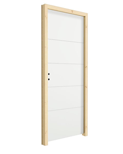 BALLAY - Bloc-porte alvéolaire grave 4 lignes horizontales -204x83cm poussant gauche / Huisserie bois brut, section : 66x45 mm - large