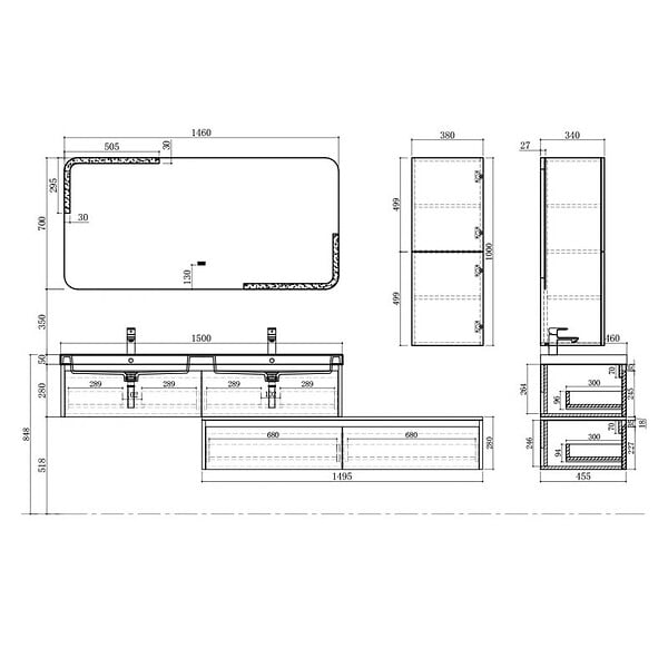 DISTRIBAIN - Meuble de salle de bain BELLISSIMO Gris Anthracite - large